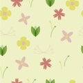 Pastel Retro style Seamless flower pattern background multi color for p Royalty Free Stock Photo
