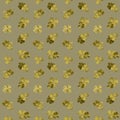 Retro-style Seamless pattern with clover leaf and ladybugs. Clover grass on gray background. Royalty Free Stock Photo