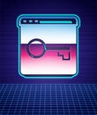 Retro style Secure your site with HTTPS, SSL icon isolated futuristic landscape background. Internet communication