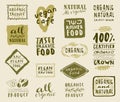 Set of organic food labels for vegetarian restaurants