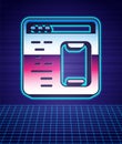 Retro style Software, web developer programming code icon isolated futuristic landscape background. Javascript computer Royalty Free Stock Photo