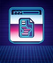 Retro style Software, web developer programming code icon isolated futuristic landscape background. Javascript computer Royalty Free Stock Photo