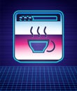 Retro style Software, web developer programming code icon isolated futuristic landscape background. Javascript computer Royalty Free Stock Photo