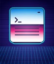 Retro style Software, web developer programming code icon isolated futuristic landscape background. Javascript computer Royalty Free Stock Photo