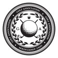 Retro style sport emblem with golf ball. Vector illustration