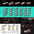 Retro style sport logo set builder. Soccer, Baseball, rugby, football, gym, golf, basketball and other emblem text logotype