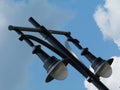 Retro style street lamp abstract under light blue sky