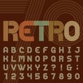 Retro style stripe alphabet vector font. Royalty Free Stock Photo