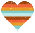 Retro Style Striped Distressed Love Heart Illustration