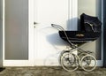 Retro style stroller baby carriage outdoors