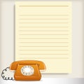 Retro style telephone with blank note page