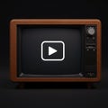 A retro-style television set with a wood-like frame and control knobs on the side. The Royalty Free Stock Photo