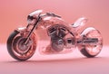 Peach Pink Futuristic Motorcycle Concept with Transparent Clear Body, showing the intricate Royalty Free Stock Photo