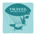 Retro style travel banner with hot air balloon silhouette