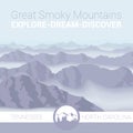 Retro style travel poster or sticker. Great Smoky Mountains