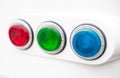 Retro style turn indicator lights in red blue and green rgb colors Royalty Free Stock Photo
