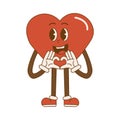 Retro style Valentine\'s day. Groovy retro heart. Hippie happy heart in retro cartoon style.Valentines Day. Vintage heart