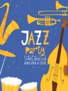 Retro style vector jazz party poster or invitation.