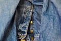 Retro style and vitange jeans hanging for drying after washing.