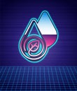 Retro style Water energy icon isolated futuristic landscape background. Ecology concept with water droplet. Alternative