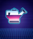 Retro style Watering can icon isolated futuristic landscape background. Irrigation symbol. 80s fashion party. Vector