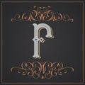 Retro style. Western letter design. Letter F