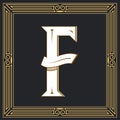 Retro style. Western letter design. Letter F