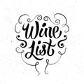 Retro style wine list design. Black-white calligraphic vector illustration. Royalty Free Stock Photo