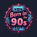 A distressed retro badge design with text \'Born in the 90s\' Royalty Free Stock Photo