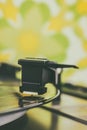 Retro styled close up of a turntable cartridge Royalty Free Stock Photo