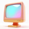 Retro-styled computer monitor pastel design, smooth gradient screen. Pastel colors. Digital artwork for tech backgrounds, Royalty Free Stock Photo