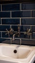 Retro-styled copper faucet collection, which features wall mounted home garden faucets, with an aged brass finish and