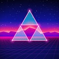 Retro styled futuristic landscape with triangles