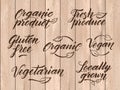 Retro styled healthy food letterings. Label, logo template