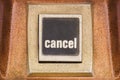 Retro styled image of a cancel button on a vintage arcade game machine Royalty Free Stock Photo