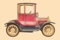 Cute vintage metal toy car with a sepia background