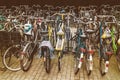 Retro styled image of Dutch bicycles Royalty Free Stock Photo