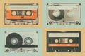 Four old audio compact cassettes Royalty Free Stock Photo