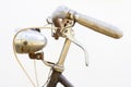Retro styled image of a nineteenth century bike with lantern iso