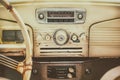 Retro styled image of an old car dashboard Royalty Free Stock Photo