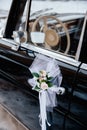 Retro styled image of an old car radio and dashboard inside a classic car Royalty Free Stock Photo