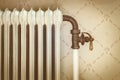 Retro styled image of an old central heating radiator Royalty Free Stock Photo