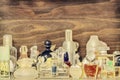 Retro styled image of old perfume bottles Royalty Free Stock Photo