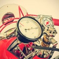 Retro styled image of the speedometer of a racing motorcycle