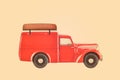 Vintage small delivery van with wooden empty signboard on top