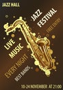 Retro styled Jazz festival Poster. Royalty Free Stock Photo