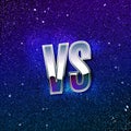 Retro Styled Metallic Versus Logo. VS Vector Letters on Blue Cosmic Space. Battle Icon Illustration