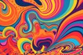 retro-styled poster featuring vibrant colors and psychedelic patterns