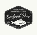 Retro styled seafood shop label template