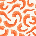 Retro styled shrimp seamless pattern
